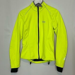 Gore Bike Wear Windstopper Soft Shell Cycling Jacket Fleece Lined Yellow Small